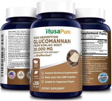 NUSAPURE - NusaPure Glucomannan 20,000Mg. 200 Capsulas - The Red Vitamin MX - Suplementos Alimenticios - {{ shop.shopifyCountryName }}