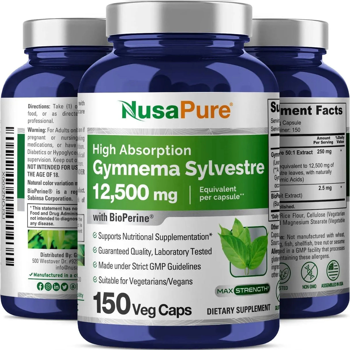 NUSAPURE - NusaPure Gymnema Sylvestre 12500Mg. 150 Capsulas - The Red Vitamin MX - Suplementos Alimenticios - {{ shop.shopifyCountryName }}