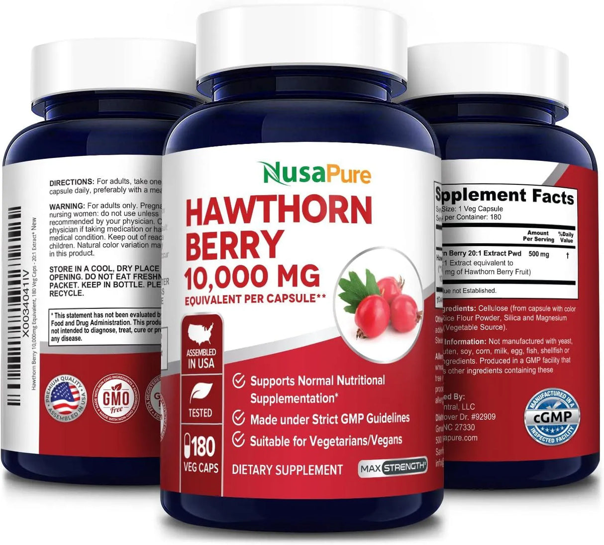 NUSAPURE - NusaPure Hawthorn Berry 10,000Mg. 180 Capsulas - The Red Vitamin MX - Suplementos Alimenticios - {{ shop.shopifyCountryName }}