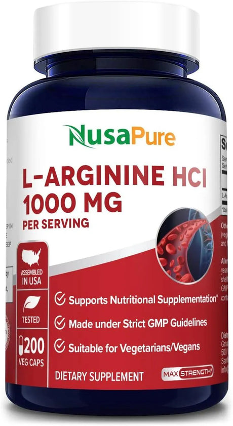 NUSAPURE - NusaPure L-Arginine 1000Mg. 200 Capsulas - The Red Vitamin MX - Suplementos Alimenticios - {{ shop.shopifyCountryName }}