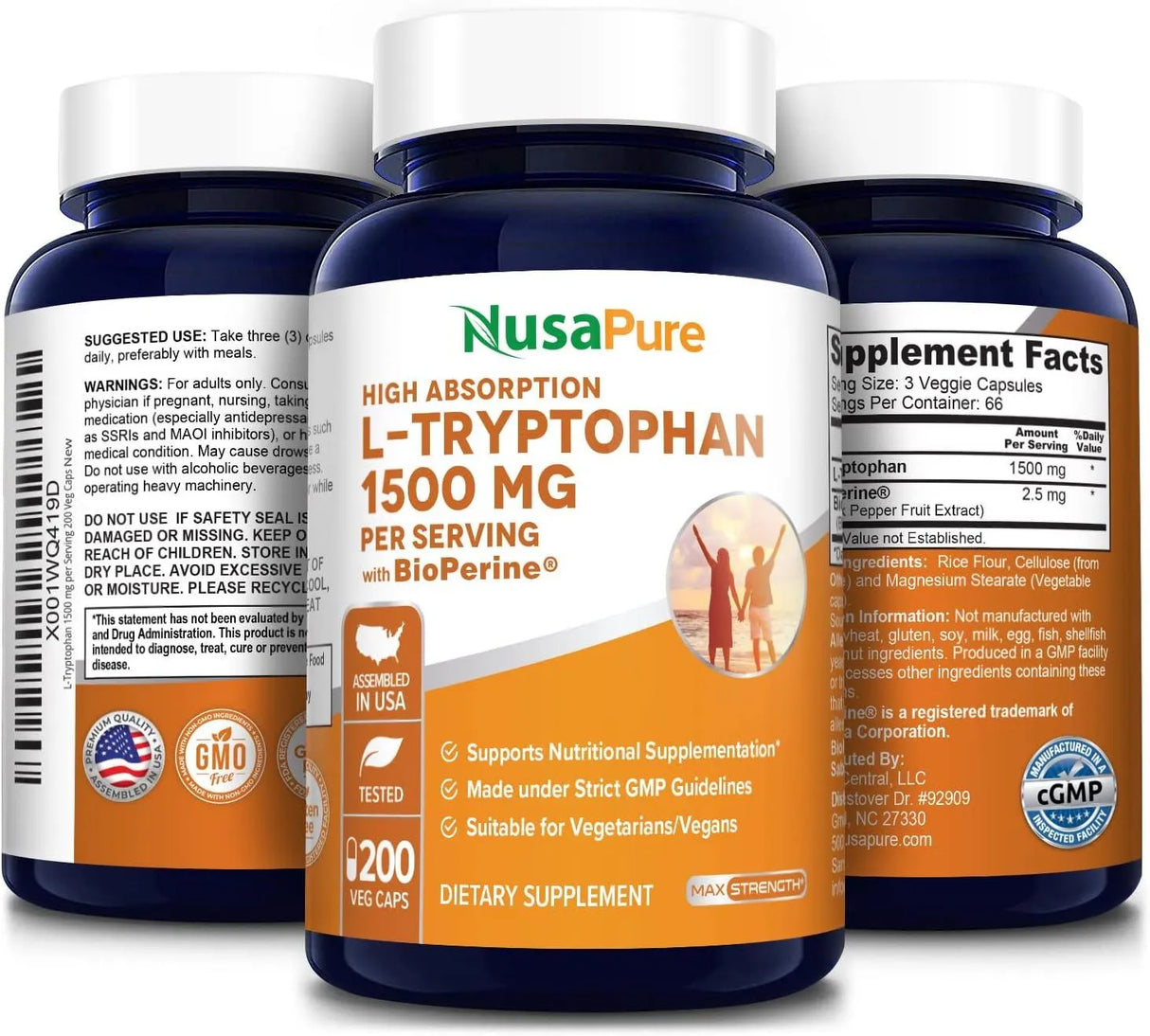 NUSAPURE - NusaPure L-Tryptophan 1500Mg. 200 Capsulas - The Red Vitamin MX - Suplementos Alimenticios - {{ shop.shopifyCountryName }}