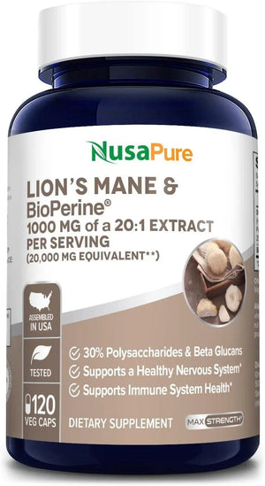 NUSAPURE - NusaPure Lions Mane 20:1 Extract 120 Capsulas - The Red Vitamin MX - Suplementos Alimenticios - {{ shop.shopifyCountryName }}