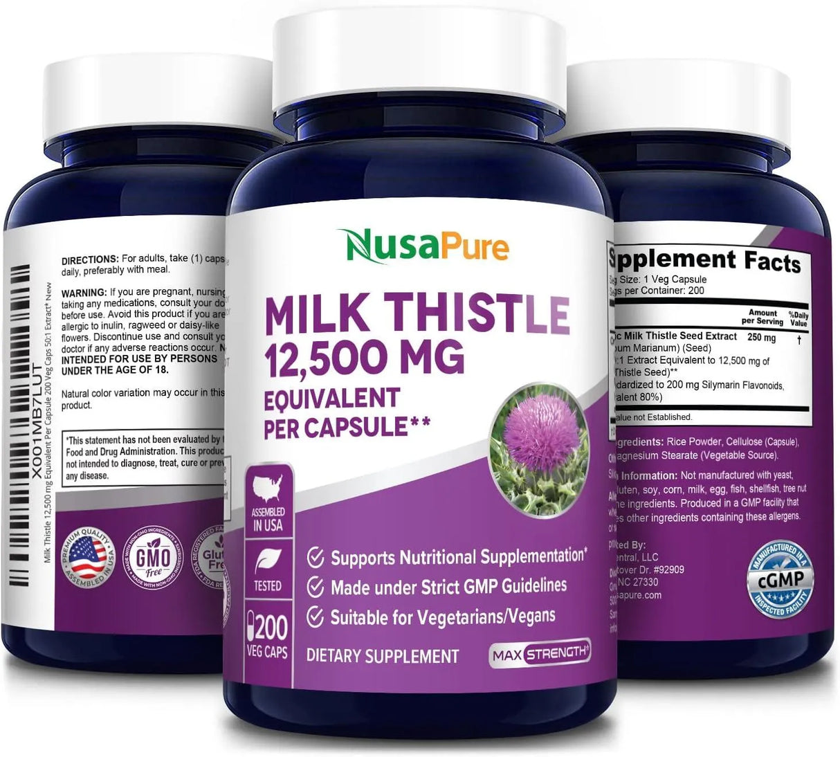 NUSAPURE - NusaPure Milk Thistle Extract 12500Mg. 200 Capsulas - The Red Vitamin MX - Suplementos Alimenticios - {{ shop.shopifyCountryName }}