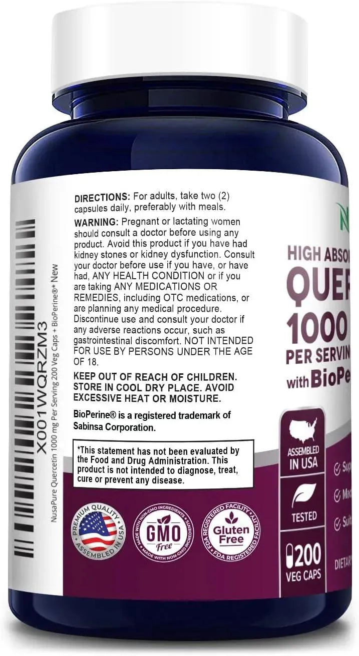 NUSAPURE - NusaPure Quercetin 1000Mg. 200 Capsulas - The Red Vitamin MX - Suplementos Alimenticios - {{ shop.shopifyCountryName }}