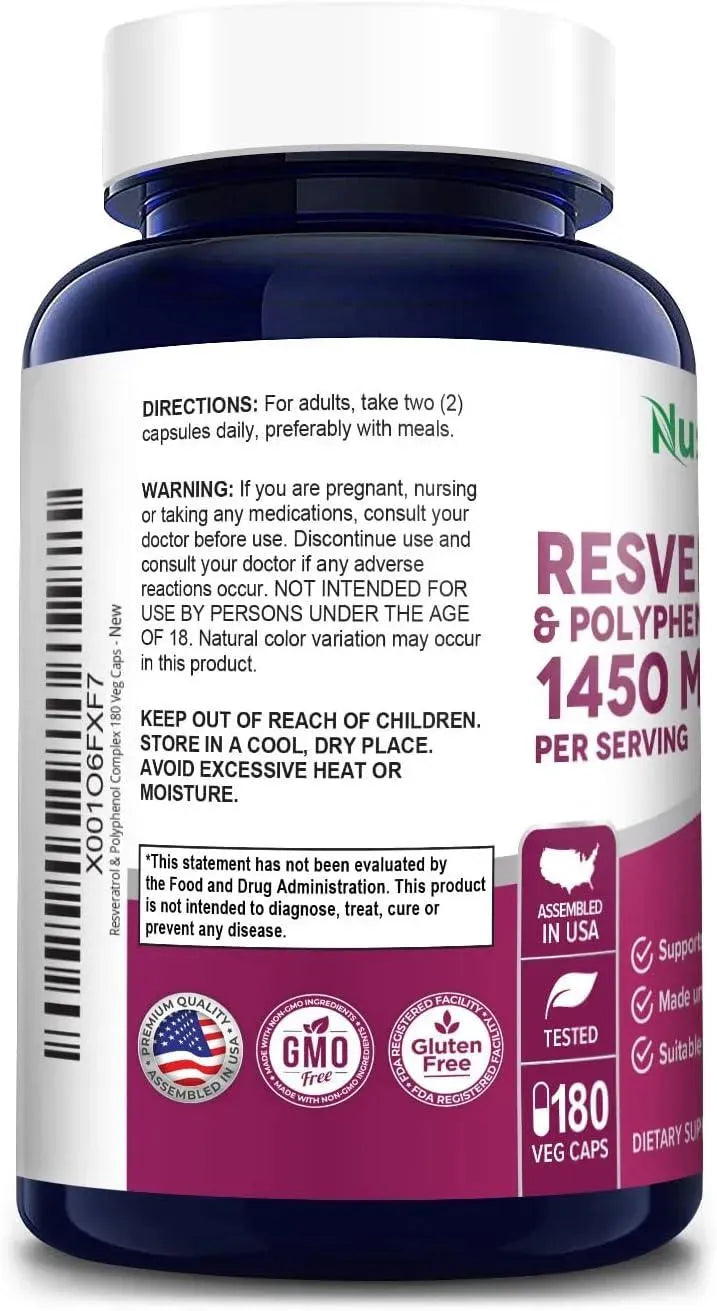 NUSAPURE - NusaPure Resveratrol & Polyphenol Complex 1450Mg. 180 Capsulas - The Red Vitamin MX - Suplementos Alimenticios - {{ shop.shopifyCountryName }}