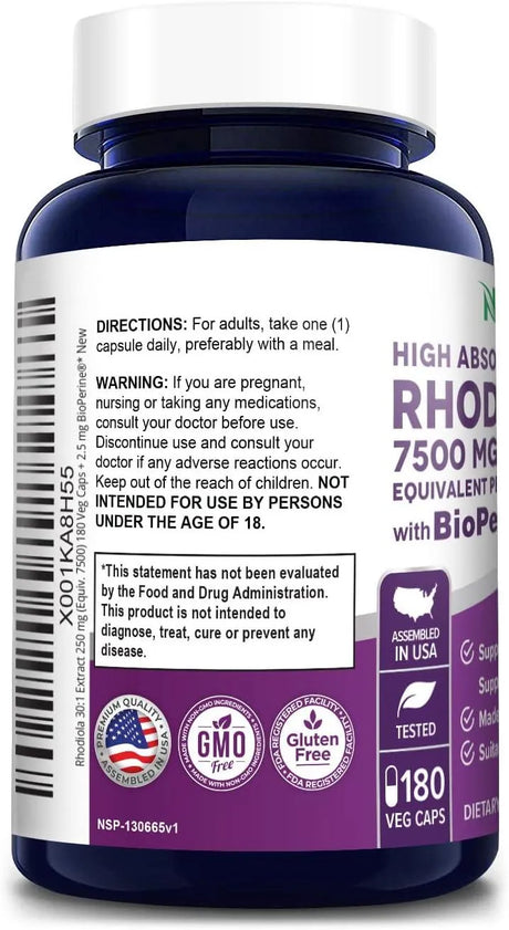 NUSAPURE - NusaPure Rhodiola Rosea 7,500Mg. 180 Capsulas - The Red Vitamin MX - Suplementos Alimenticios - {{ shop.shopifyCountryName }}