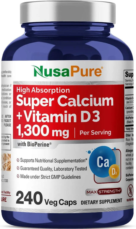 NUSAPURE - Nusapure Super Calcium 1300Mg.+Vitamin D3 240 Capsulas - The Red Vitamin MX - Suplementos Alimenticios - {{ shop.shopifyCountryName }}