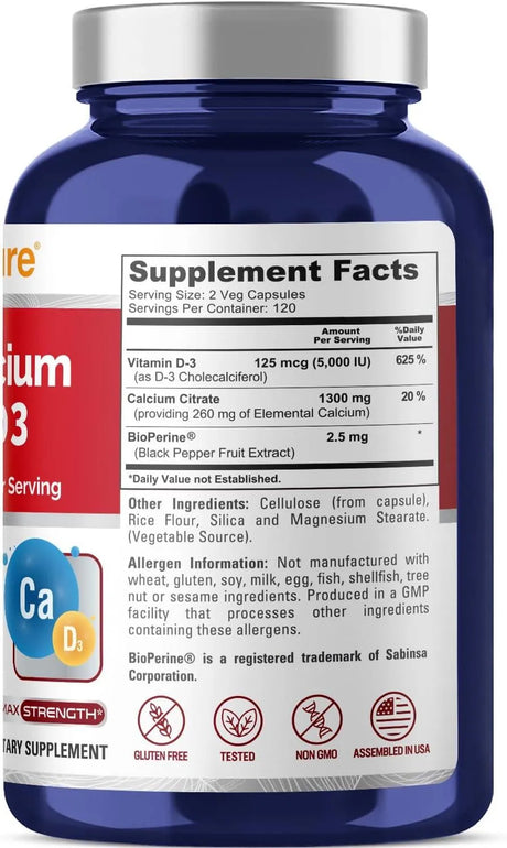 NUSAPURE - Nusapure Super Calcium 1300Mg.+Vitamin D3 240 Capsulas - The Red Vitamin MX - Suplementos Alimenticios - {{ shop.shopifyCountryName }}