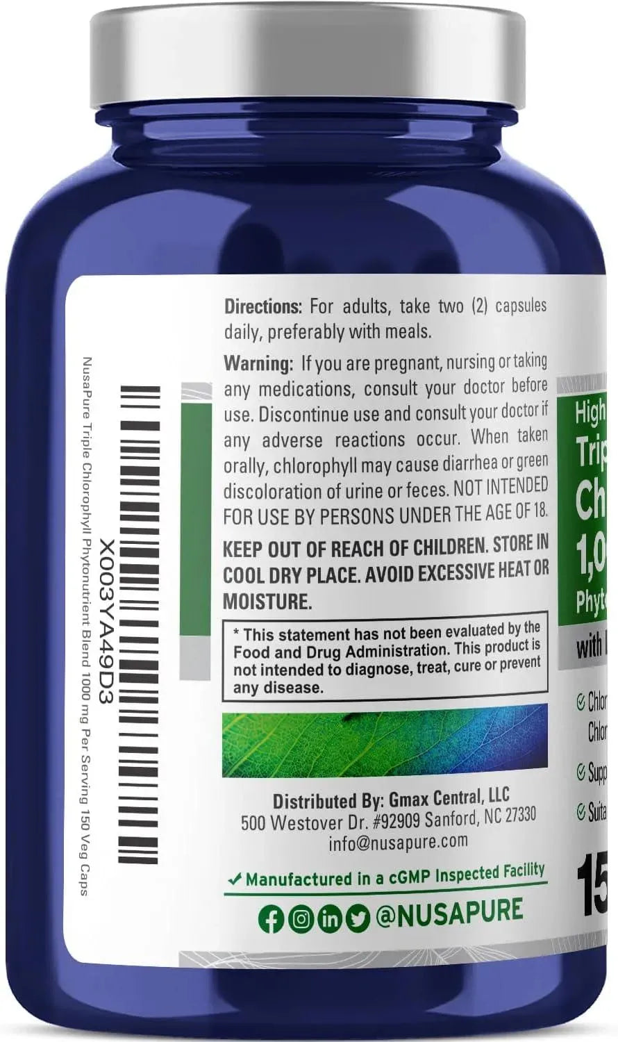 NUSAPURE - NusaPure Triple Chlorophyll Complex 1000Mg. 150 Capsulas - The Red Vitamin MX - Suplementos Alimenticios - {{ shop.shopifyCountryName }}