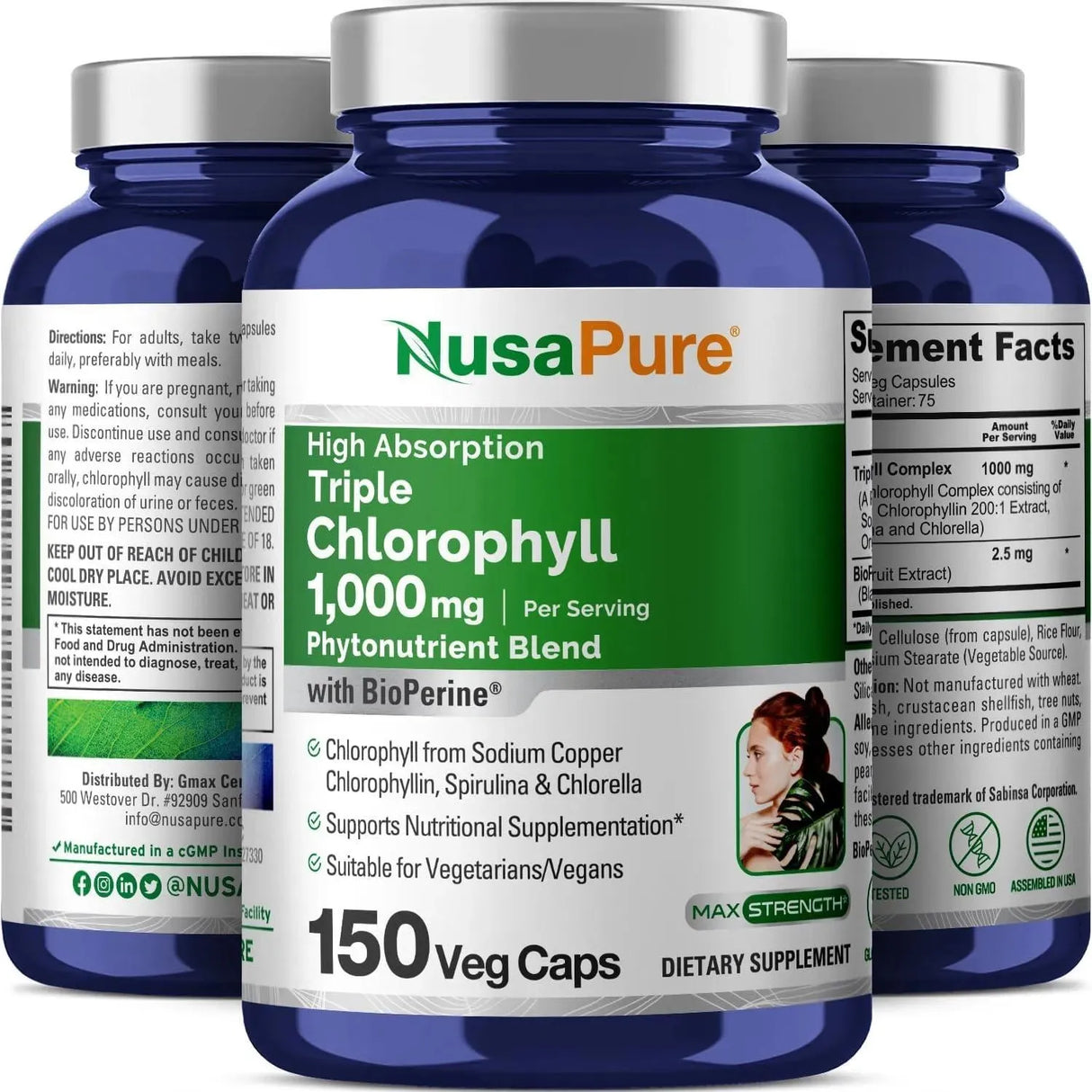 NUSAPURE - NusaPure Triple Chlorophyll Complex 1000Mg. 150 Capsulas - The Red Vitamin MX - Suplementos Alimenticios - {{ shop.shopifyCountryName }}