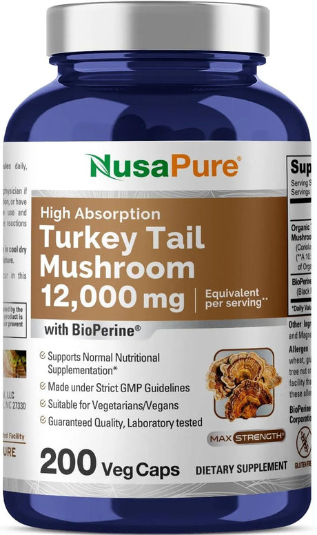 NUSAPURE - NusaPure Turkey Tail Mushroom 12,000Mg. 200 Capsulas - The Red Vitamin MX - Suplementos Alimenticios - {{ shop.shopifyCountryName }}