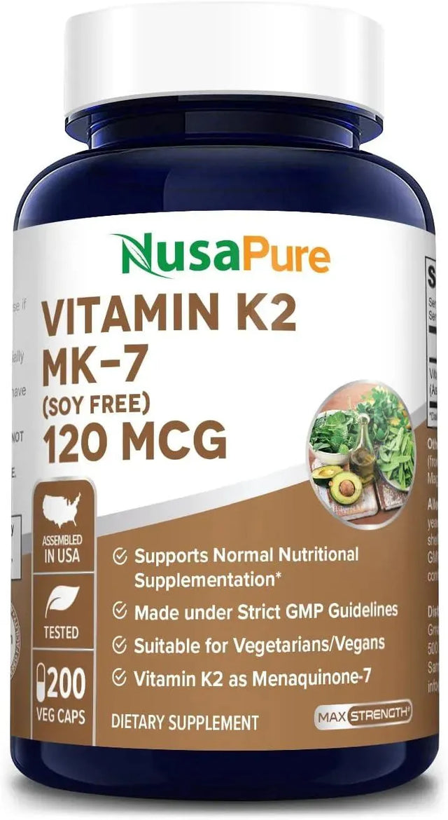 NUSAPURE - NusaPure Vitamin K2 MK7 120mcg 200 Capsulas - The Red Vitamin MX - Suplementos Alimenticios - {{ shop.shopifyCountryName }}