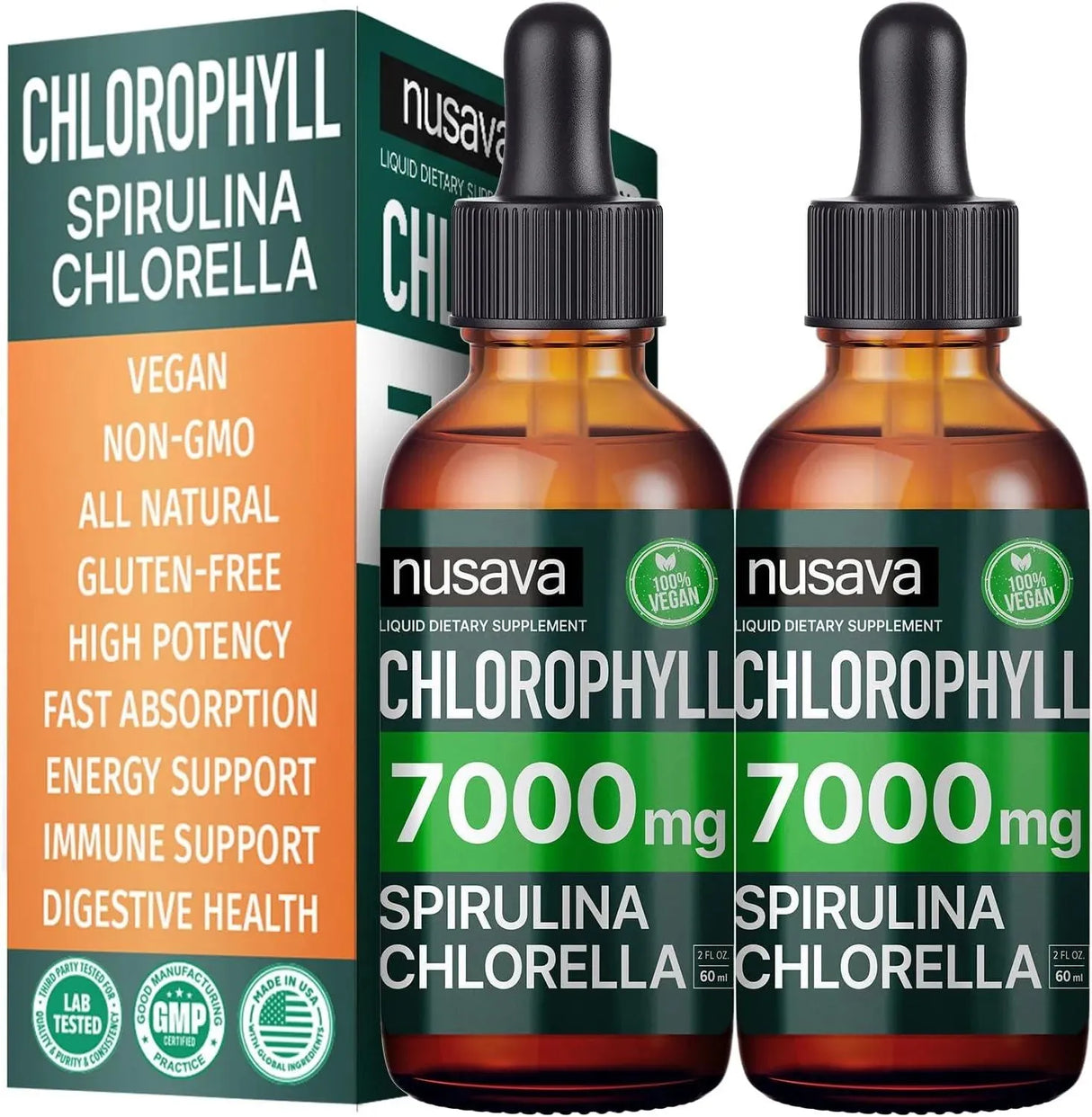 NUSAVA - Nusava Vegan Chlorophyll Liquid Drops 7000Mg. 60Ml. 2 Pack - The Red Vitamin MX - Suplementos Alimenticios - {{ shop.shopifyCountryName }}