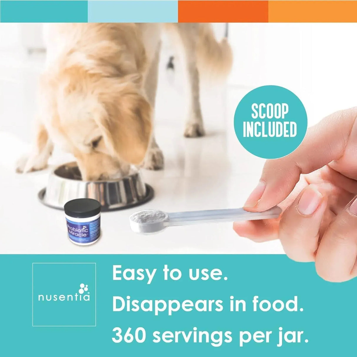 NUSENTIA - Probiotic Miracle Dog Probiotics for Dogs 360 Servicios - The Red Vitamin MX - Probióticos Para Perros - {{ shop.shopifyCountryName }}