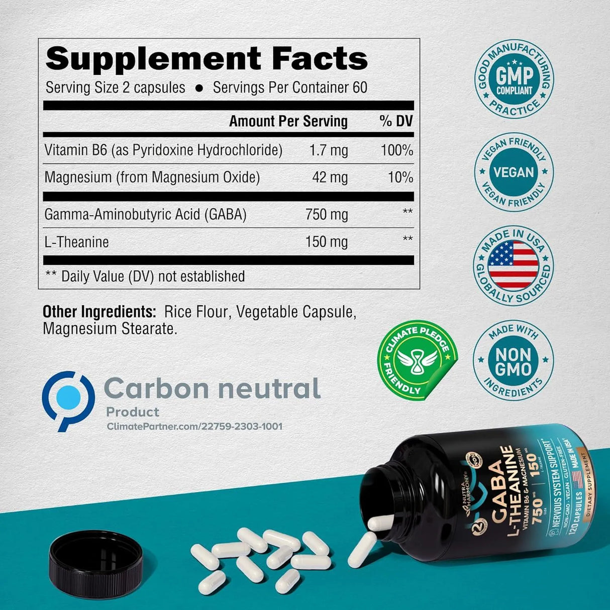 NUTRA HARMONY - Nutra Harmony GABA 900Mg. 120 Capsulas - The Red Vitamin MX - Suplementos Alimenticios - {{ shop.shopifyCountryName }}