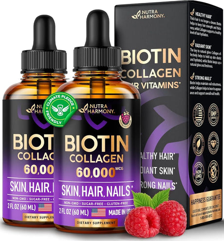 NUTRA HARMONY - Nutra Harmony Liquid Biotin & Collagen Vitamins for Hair 60Ml. 2 Pack - The Red Vitamin MX - Suplementos Alimenticios - {{ shop.shopifyCountryName }}