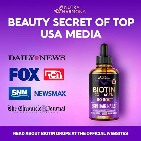 NUTRA HARMONY - Nutra Harmony Liquid Biotin & Collagen Vitamins for Hair 60Ml. - The Red Vitamin MX - Suplementos Alimenticios - {{ shop.shopifyCountryName }}