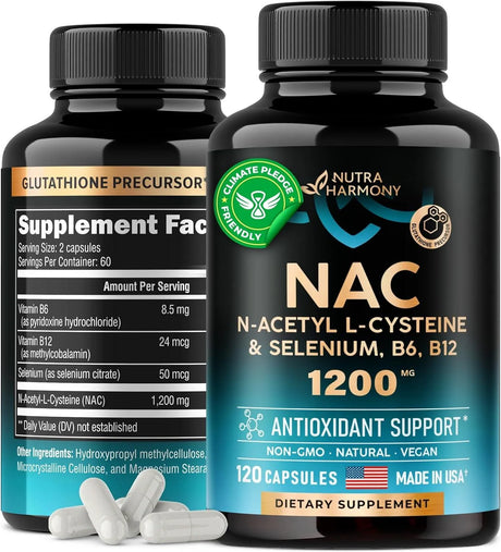 NUTRA HARMONY - Nutra Harmony NAC N-Acetyl L-Cysteine 1200Mg. 120 Capsulas - The Red Vitamin MX - Suplementos Alimenticios - {{ shop.shopifyCountryName }}