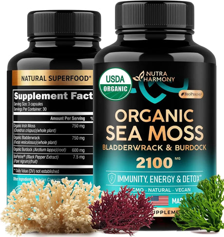 NUTRA HARMONY - Nutra Harmony Organic Sea Moss 2100Mg. 90 Capsulas - The Red Vitamin MX - Suplementos Alimenticios - {{ shop.shopifyCountryName }}