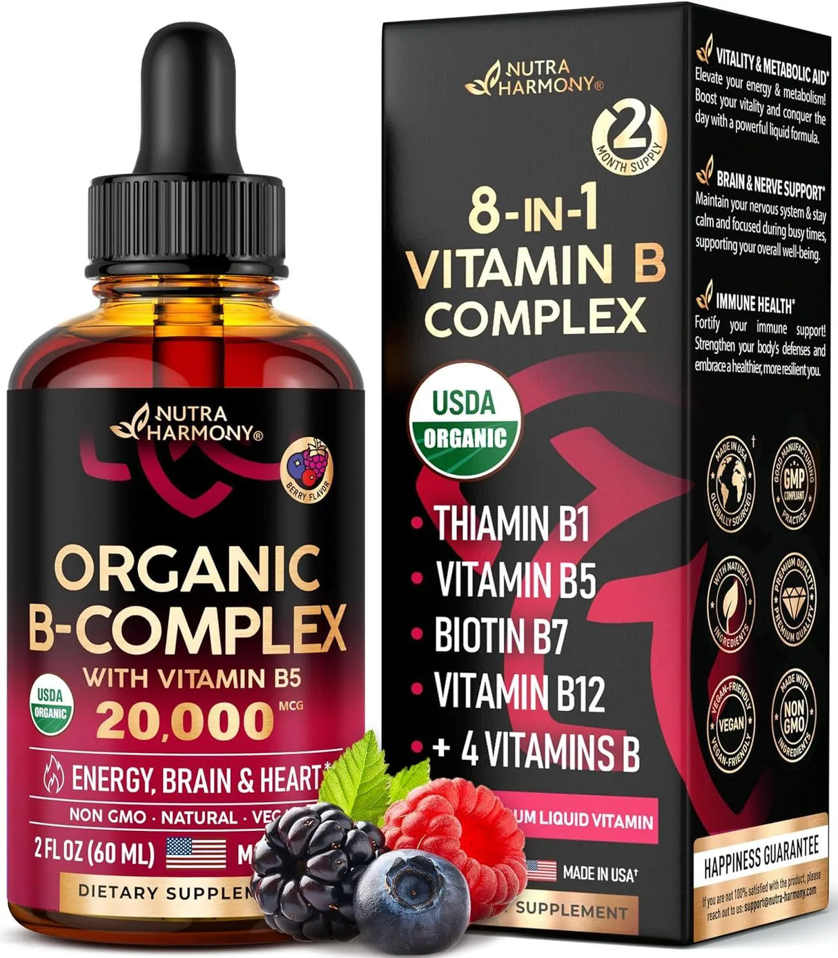 NUTRA HARMONY - Nutra Harmony Organic Vitamin B-Complex 60Ml. - The Red Vitamin MX - Suplementos Alimenticios - {{ shop.shopifyCountryName }}