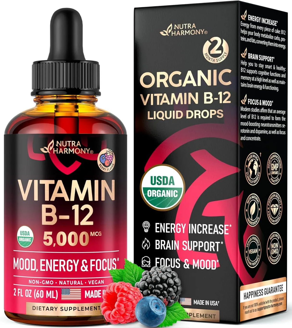 NUTRA HARMONY - Nutra Harmony Vitamin B12 Sublingual Drops 5000mcg 2 Fl.Oz. - The Red Vitamin MX - Suplementos Alimenticios - {{ shop.shopifyCountryName }}