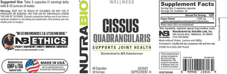 NUTRABIO - NutraBio Cissus Quadrangularis Extract 1200Mg. 60 Capsulas - The Red Vitamin MX - Suplementos Alimenticios - {{ shop.shopifyCountryName }}