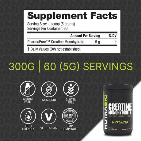 NUTRABIO - NutraBio Creatine Monohydrate 60 Servicios 300Gr. - The Red Vitamin MX - Suplementos Alimenticios - {{ shop.shopifyCountryName }}