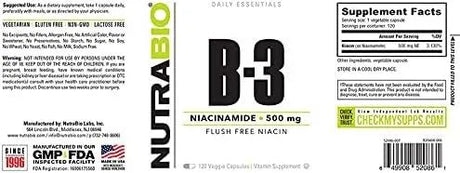 NUTRABIO - NutraBio Niacinamide 500Mg. 120 Capsulas - The Red Vitamin MX - Suplementos Alimenticios - {{ shop.shopifyCountryName }}