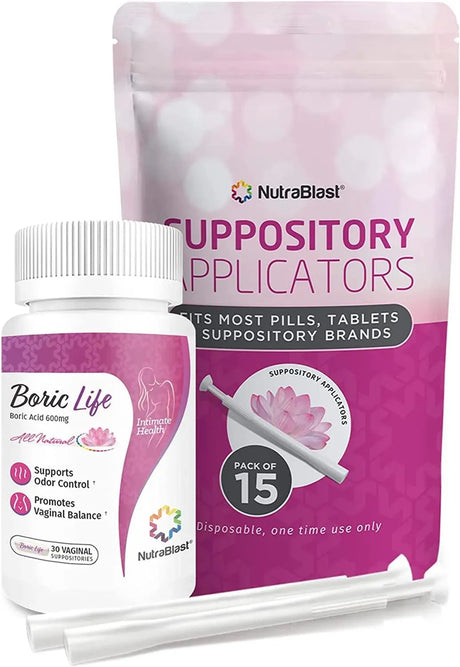 NUTRABLAST - NutraBlast Boric Acid Vaginal Suppositories 600mg w/Applicator 30 supositorios y 15 aplicadores - The Red Vitamin MX - Supositorios De Ácido Bórico - {{ shop.shopifyCountryName }}