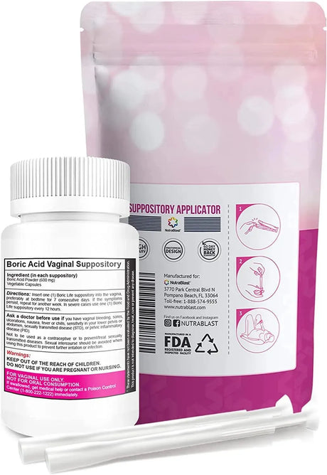 NUTRABLAST - NutraBlast Boric Acid Vaginal Suppositories 600mg w/Applicator 30 supositorios y 15 aplicadores - The Red Vitamin MX - Supositorios De Ácido Bórico - {{ shop.shopifyCountryName }}