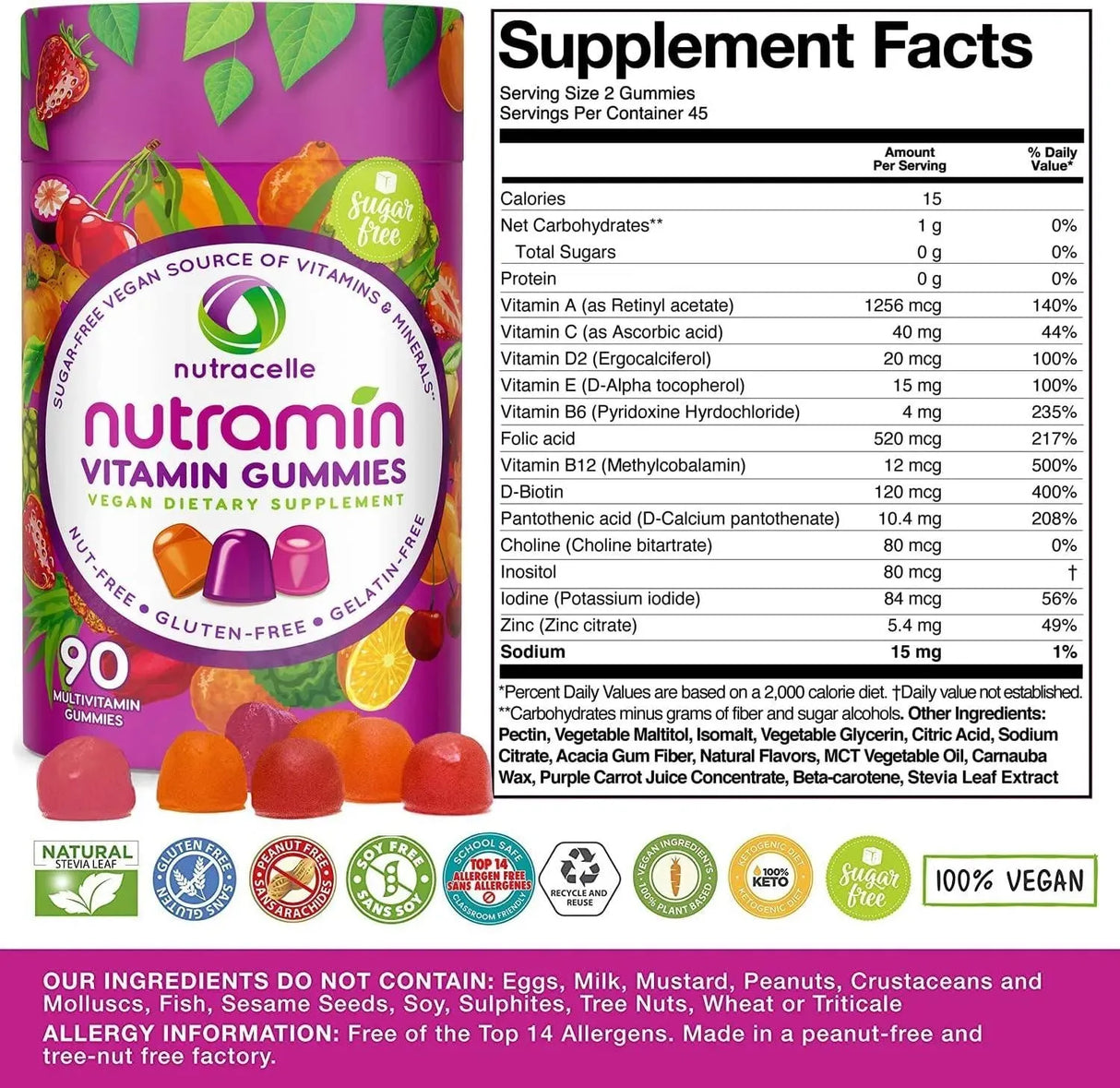NUTRACELLE - Nutracelle Nutramin Daily Vegan Keto Multivitamin 90 Gomitas - The Red Vitamin MX - Suplementos Alimenticios - {{ shop.shopifyCountryName }}