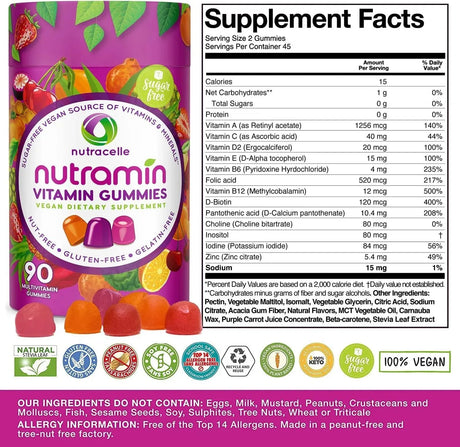 NUTRACELLE - Nutracelle Nutramin Daily Vegan Keto Multivitamin 90 Gomitas - The Red Vitamin MX - Suplementos Alimenticios - {{ shop.shopifyCountryName }}