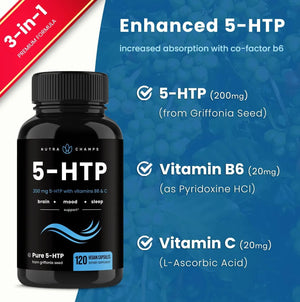 NUTRACHAMPS - NutraChamps 5-HTP 200Mg. 120 Capsulas - The Red Vitamin MX - Suplementos Alimenticios - {{ shop.shopifyCountryName }}