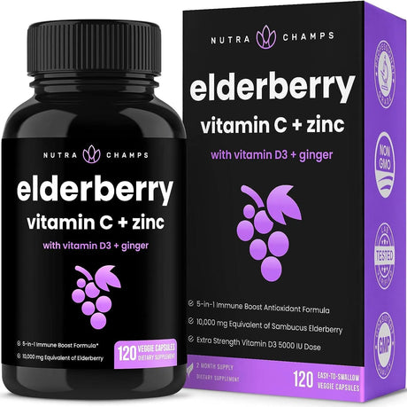 NUTRACHAMPS - NutraChamps Elderberry Capsules 120 Capsulas - The Red Vitamin MX - Suplementos Alimenticios - {{ shop.shopifyCountryName }}