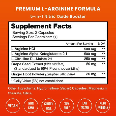 NUTRACHAMPS - NutraChamps Premium L Arginine 60 Capsulas - The Red Vitamin MX - Suplementos Alimenticios - {{ shop.shopifyCountryName }}