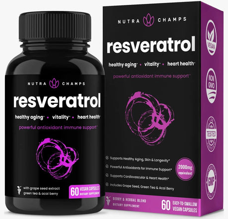 NUTRACHAMPS - NutraChamps Resveratrol Supplement 1400Mg. 60 Capsulas - The Red Vitamin MX - Suplementos Alimenticios - {{ shop.shopifyCountryName }}