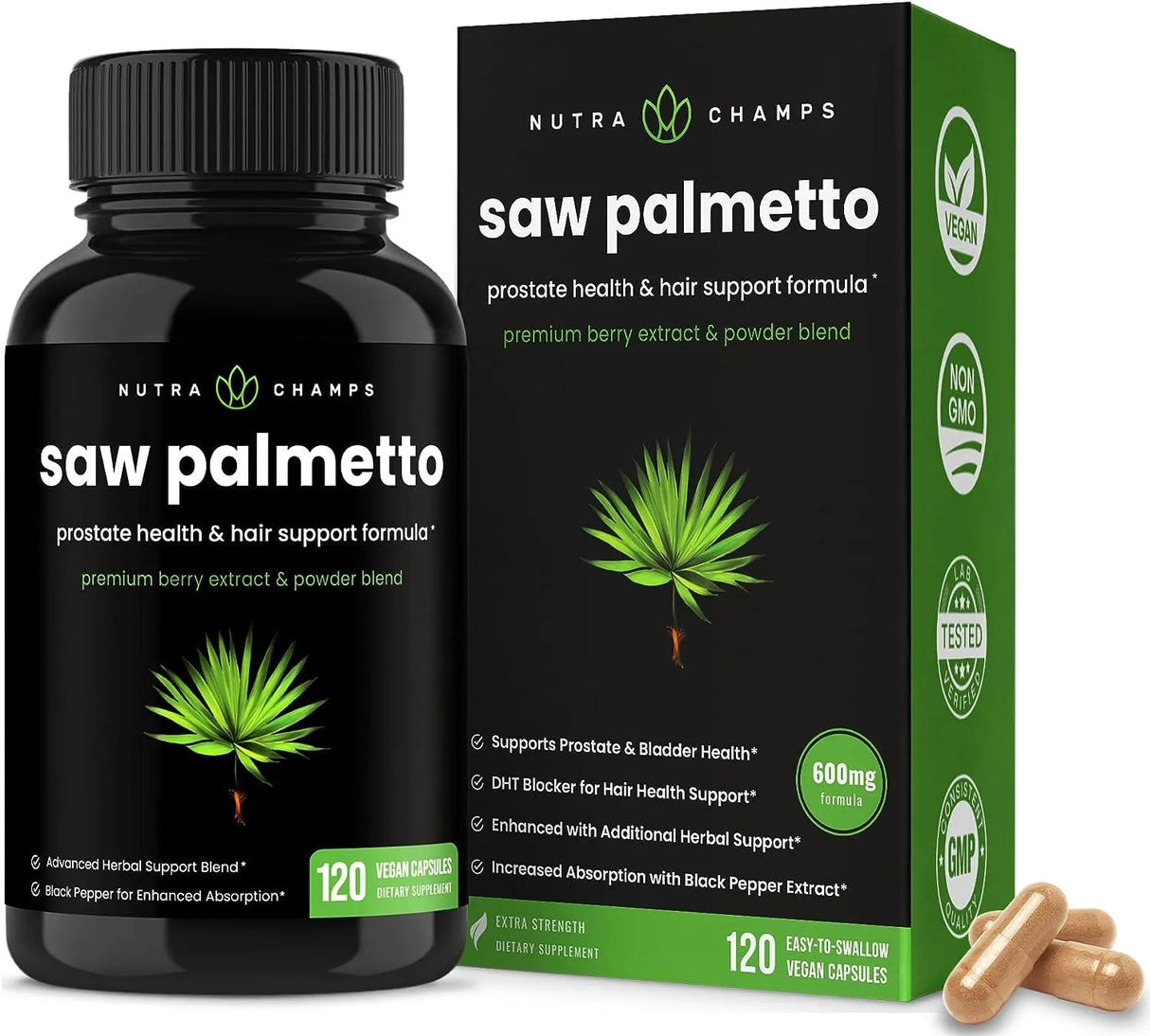 NUTRACHAMPS - NutraChamps Saw Palmetto Supplement 600Mg. 120 Capsulas - The Red Vitamin MX - Suplementos Alimenticios - {{ shop.shopifyCountryName }}