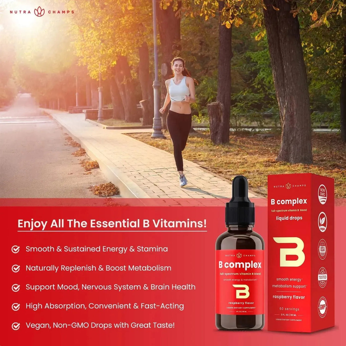 NUTRACHAMPS - NutraChamps Vitamin B Complex Liquid Drops 60Ml. - The Red Vitamin MX - Suplementos Alimenticios - {{ shop.shopifyCountryName }}