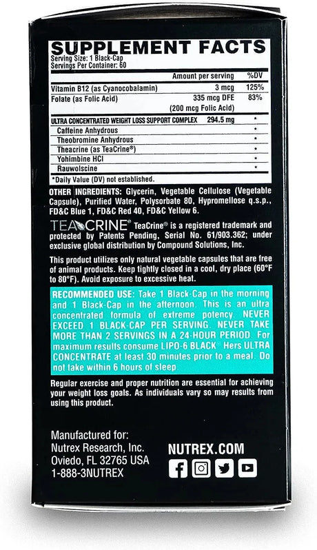 NUTREX RESEARCH - Nutrex Research Lipo-6 Black Hers 60 Capsulas - The Red Vitamin MX - Suplementos Alimenticios - {{ shop.shopifyCountryName }}