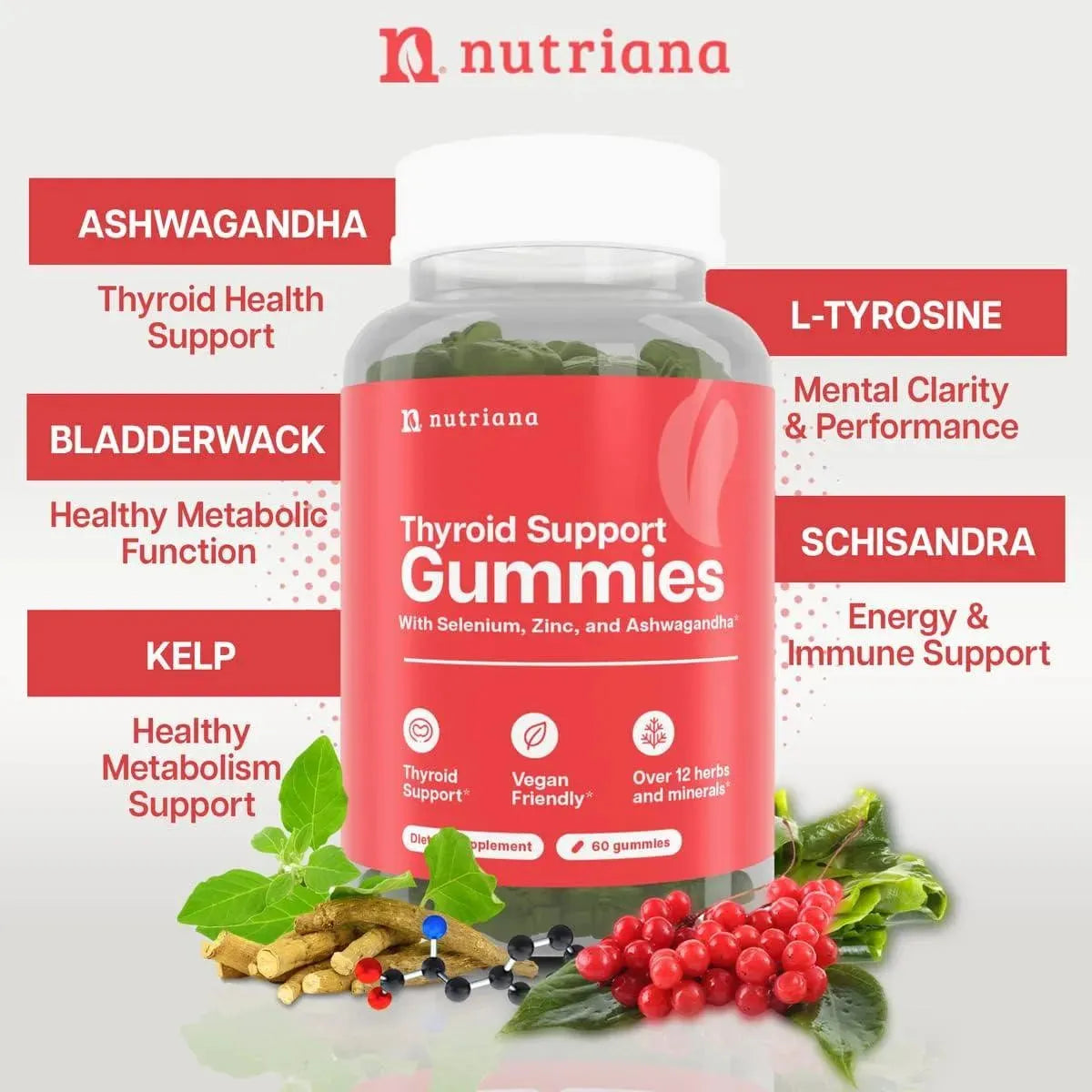 NUTRIANA - Nutriana Thyroid Support Gummies 60 Gomitas - The Red Vitamin MX - Suplementos Alimenticios - {{ shop.shopifyCountryName }}