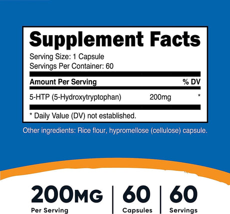 NUTRICOST - Nutricost 5-HTP 200Mg. 60 Capsulas - The Red Vitamin MX - Suplementos Alimenticios - {{ shop.shopifyCountryName }}