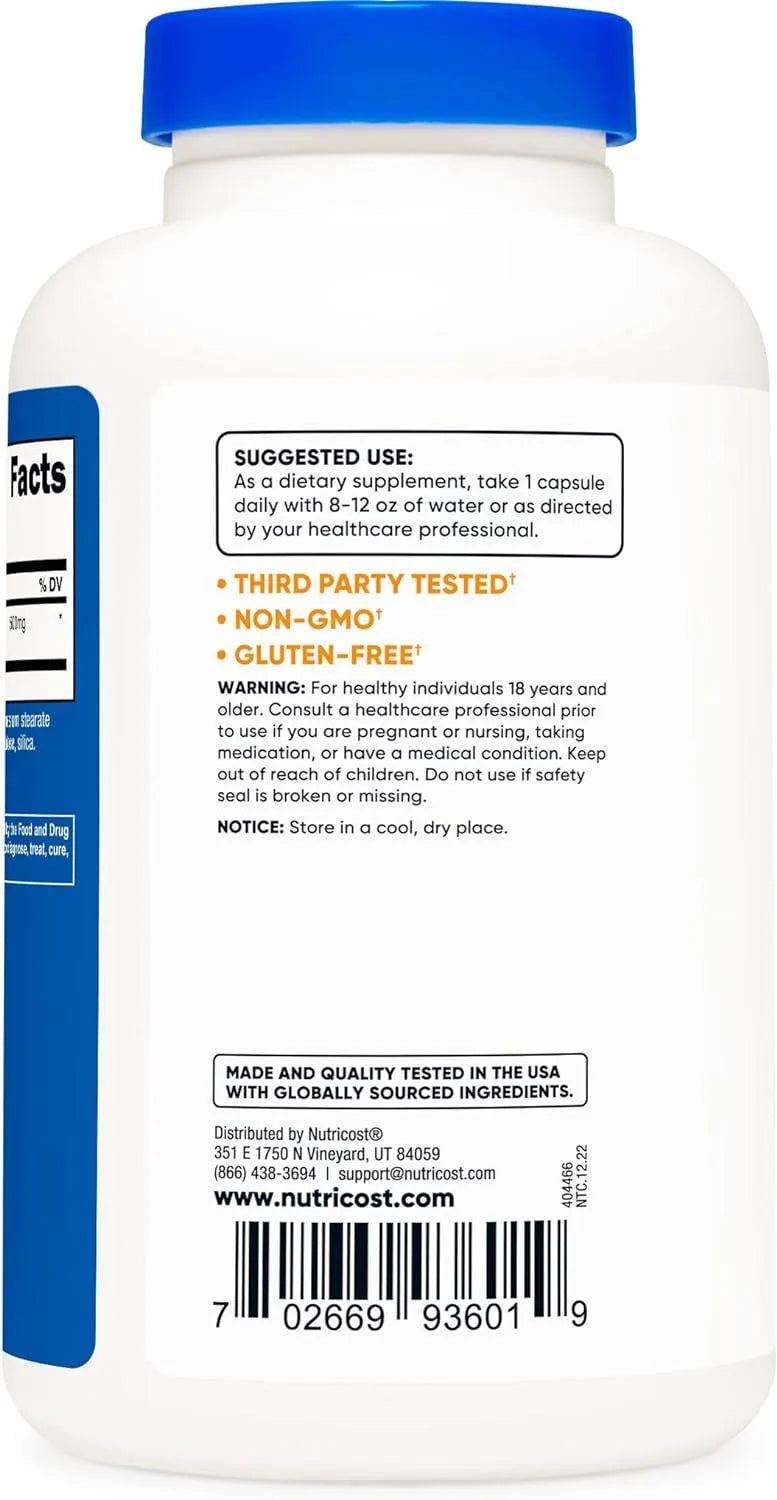 NUTRICOST - Nutricost Acetyl L-Carnitine 500Mg. 180 Capsulas - The Red Vitamin MX - Suplementos Alimenticios - {{ shop.shopifyCountryName }}