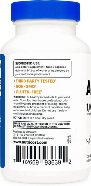 NUTRICOST - Nutricost Agmatine Sulfate 1000Mg. 120 Capsulas 2 Pack - The Red Vitamin MX - Suplementos Alimenticios - {{ shop.shopifyCountryName }}