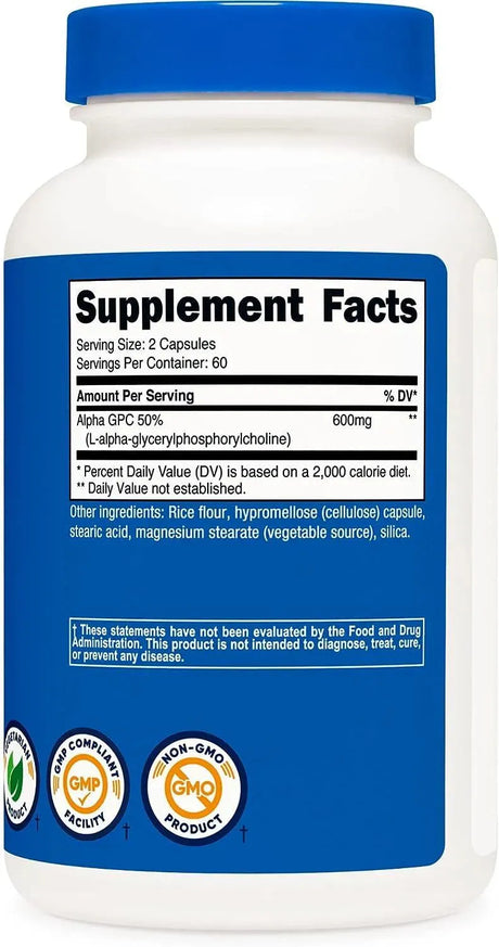 NUTRICOST - Nutricost Alpha GPC 600Mg. 120 Capsulas - The Red Vitamin MX - Suplementos Alimenticios - {{ shop.shopifyCountryName }}