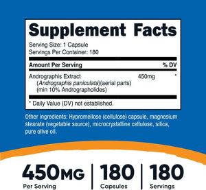 NUTRICOST - Nutricost Andrographis Extract 450Mg. 180 Capsulas - The Red Vitamin MX - Suplementos Alimenticios - {{ shop.shopifyCountryName }}