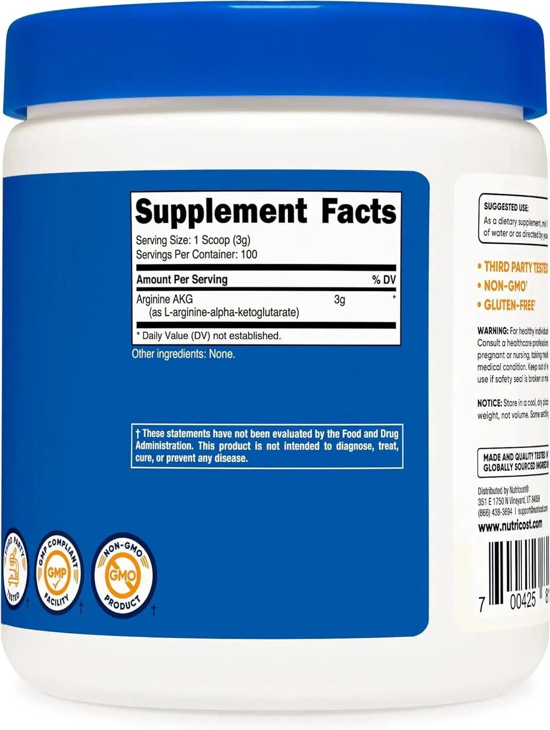 NUTRICOST - Nutricost Arginine AKG Powder 300Gr. - The Red Vitamin MX - Suplementos Alimenticios - {{ shop.shopifyCountryName }}
