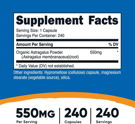 NUTRICOST - Nutricost Astragalus 550Mg. 240 Capsulas - The Red Vitamin MX - Suplementos Alimenticios - {{ shop.shopifyCountryName }}