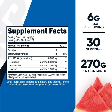 NUTRICOST - Nutricost BCAA Powder Watermelon Optimal 2:1:1 Ratio 270Gr. - The Red Vitamin MX - Suplementos Alimenticios - {{ shop.shopifyCountryName }}