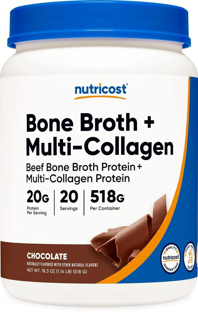 Nutricost Beef Bone Protein Powder + Multi Collagen Chocolate 20 ...