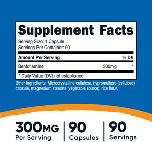 NUTRICOST - Nutricost Benfotiamine 300Mg. 90 Capsulas - The Red Vitamin MX - Suplementos Alimenticios - {{ shop.shopifyCountryName }}